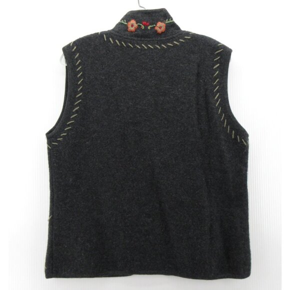 Norm Thompson Sweater Medium Wool Vest Cardigan Embroidered Toggle - Picture 6 of 10